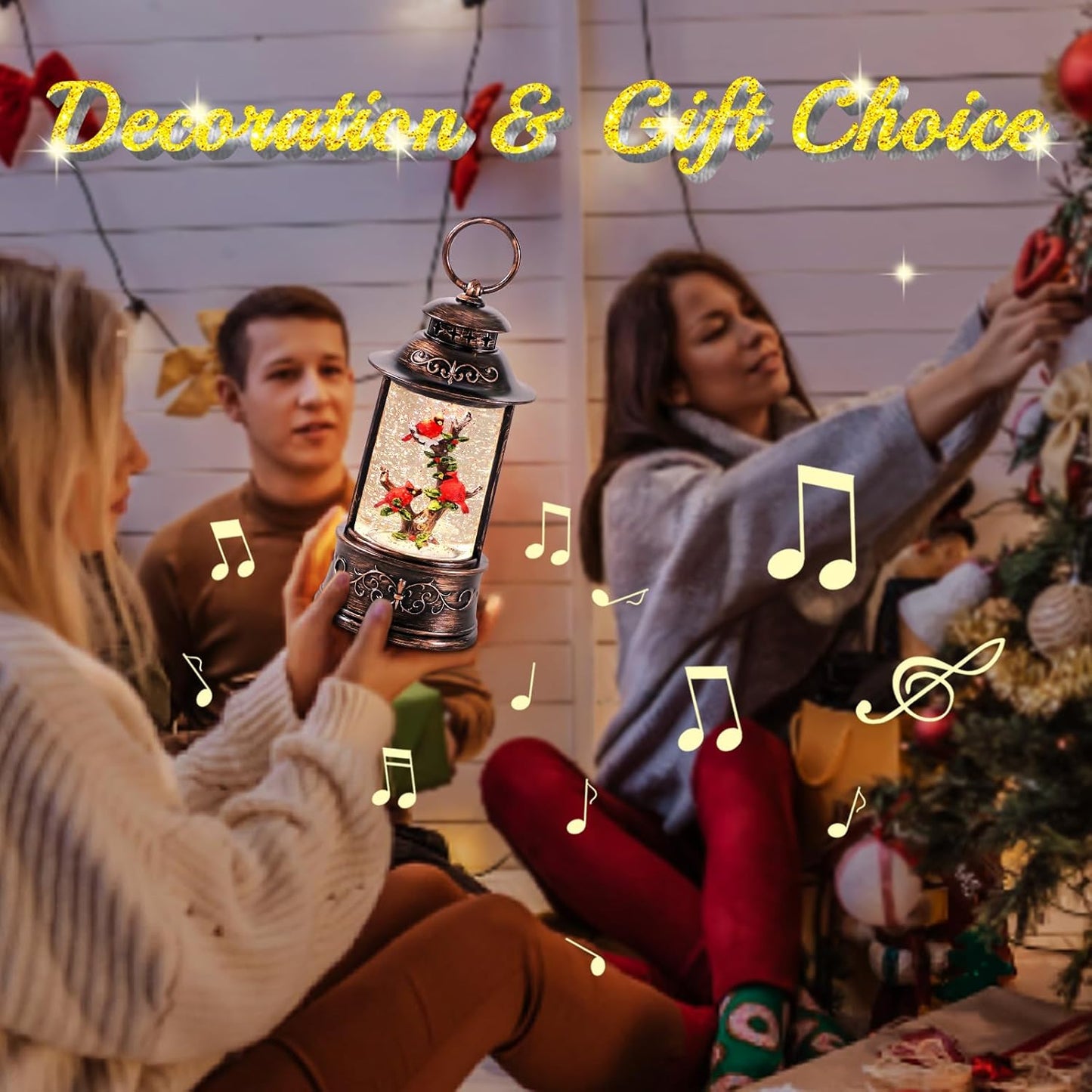 Large Christmas Santa Snow Globe Light up Lantern with 8 Songs, 8.7" Red Big Christmas Snow Globes for Kids Adults, 6H Timer & Dual Power, Snowglobes Christmas Decorations Indoor, Gifts for Women Men