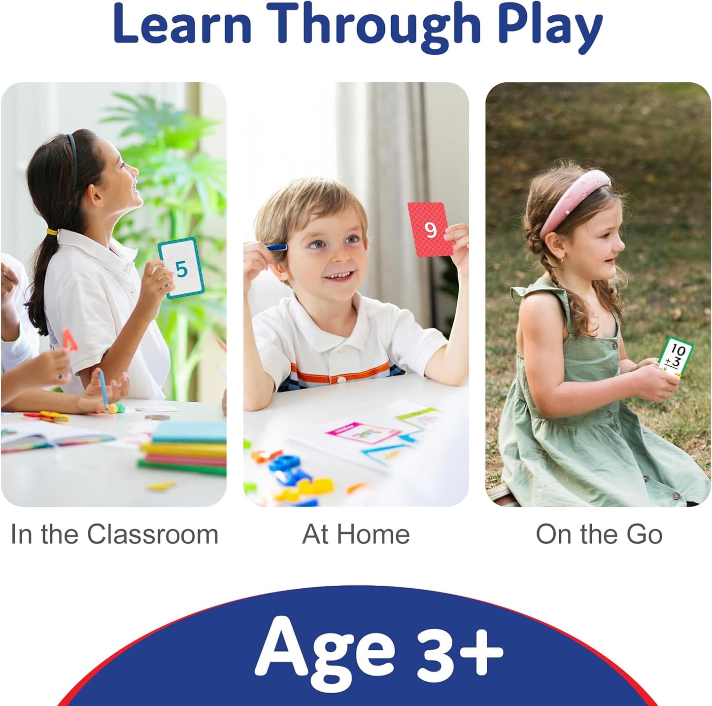 Head Start Flash Cards Set for Early Learning Activities, 140 Flashcards, Math Practice – Numbers, Addition, Multiplication, and Alphabet Cards, Ages 3+