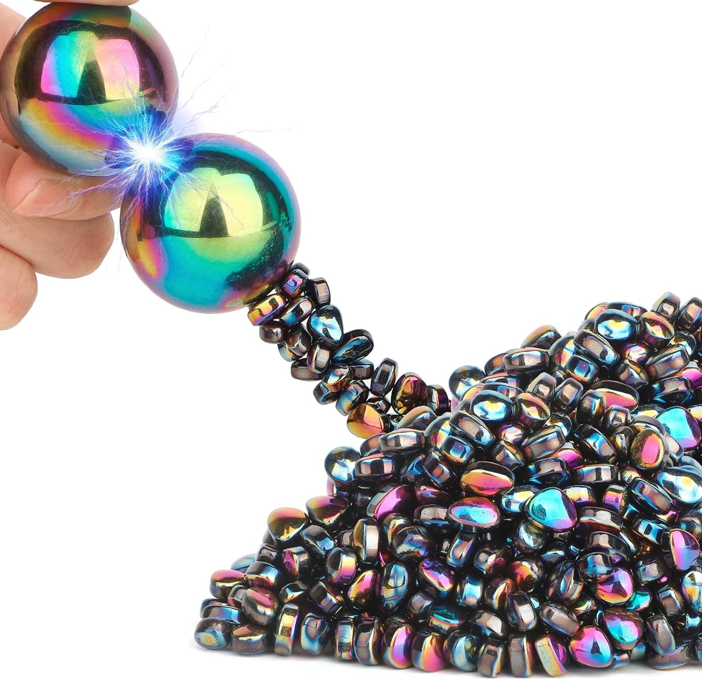 Umnodobn Magnet Slime Putty, Fidget Toy Ferrite Putty Beads, Hematite Magnetic Stones Eggs with 1.26 inch Magnet Balls, Cool Desk Toy, EDC Toy Science Kit Gift