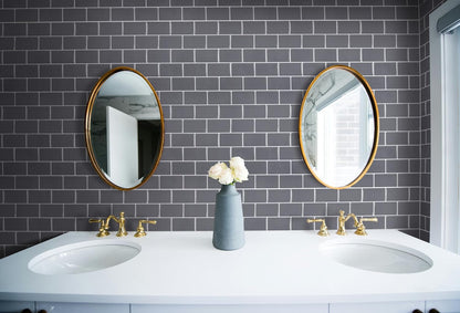 VViViD 11 Sheets Peel and Stick Grey Gloss Faux Ceramic Brick Wall Tiles, Self Adhesive Backsplash 12”x12”, 2mm Thick Kitchen, Bathroom (11 sq. ft.)