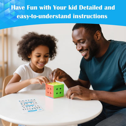 3x3 Speed Cube Stickerless with Stand & Tutorial: Problem-Solving Brain Teaser, Easy Turning Sensory Puzzle Toy Easter Gift Basket Stuffers for Boys 6-12, STEM Educational