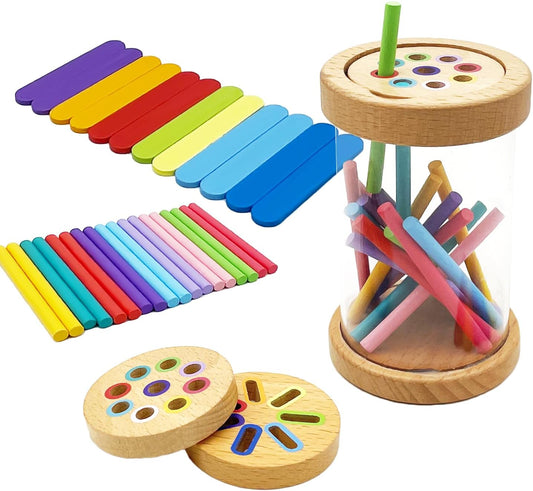 Montessori Shape & Color Sorting Montessori Toys for Toddlers 3, Soft Silicone Fine Motor Skills Sensory Preschool Learning Toys Travel Gift for Boys and Girls (Silicone Set)