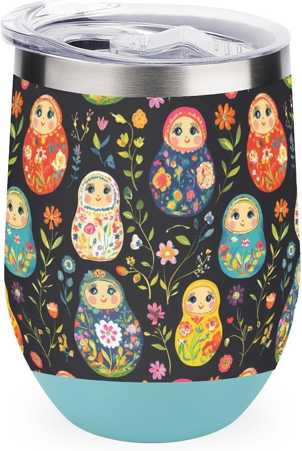 Russian Nesting Dolls Flowers Insulated Cups & Mugs 12 Oz Double-Wall Coffee Cup with Lids Drinks Tumbler for Women Men