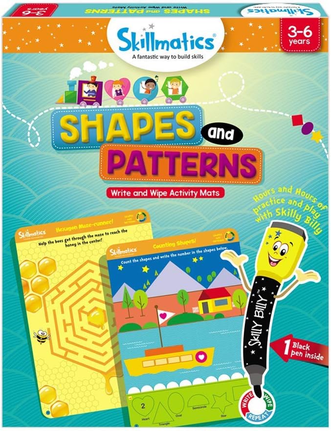 Skillmatics Educational Game - Dots & Mazes, Reusable Activity Mats with Dry Erase Marker, Gifts, Travel Toy, Ages 3 to 6