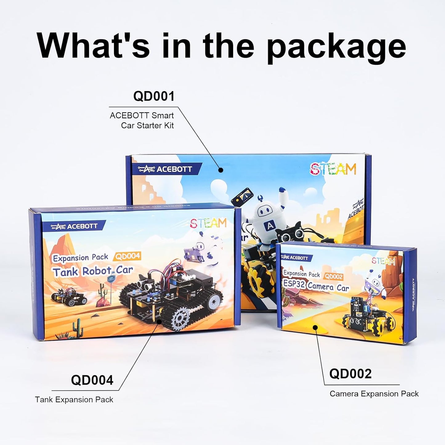 Robotics for Kids Ages 12-16, ACEBOTT 4 in 1 Smart Robot Arm with 5DOF + Tank Car, STEM Toys Coding Kit Compatible with Arduino & Scratch, App & Remote Control, for Kids & Teens