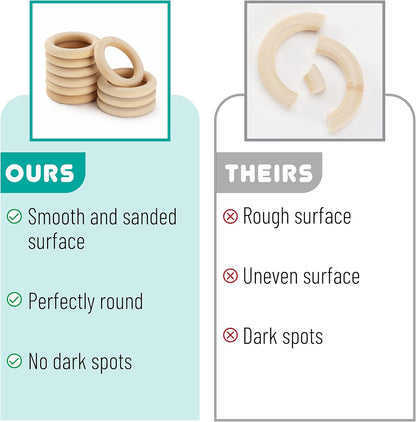 Mr. Pen Birch Wooden Rings, 2.7", 10 Pack, Wooden Rings for Crafts