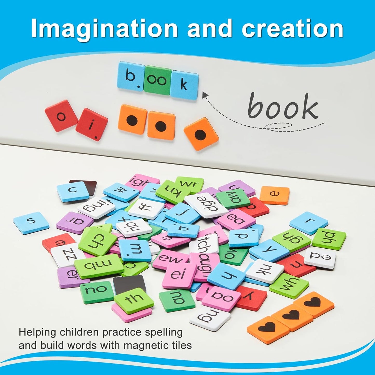 Set of 6 Classroom Magnetic Letter Tiles for Phonics and Spelling, Bulk Letter Tiles Alphabet Magnets Kids STEM Phonics Manipulatives for Students Teachers, Kindergarten to 3rd Grade Preschool