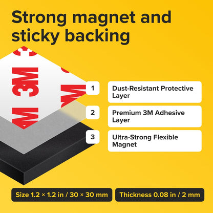 Hyper-Sticky Magnets with Adhesive Backing (300 pcs) - Strong Magnetic Squares for Whiteboard, Fridge, Crafts - Easy to Cut Stickers for Planning and Organization - Science Education Magnets