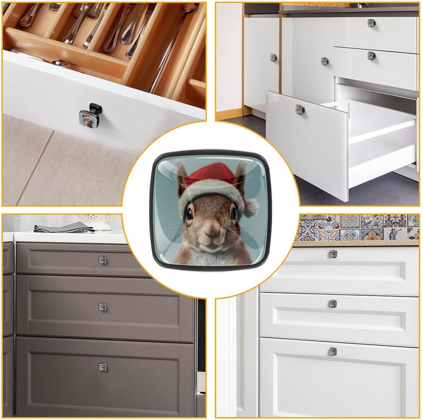 4 Pack Cabinet Knobs Drawer Pulls, 30mm Round ABS Glass Drawer Hardware Growing Butterfly Cabinet Handles with Screws for Dressers Kitchens Cupboard