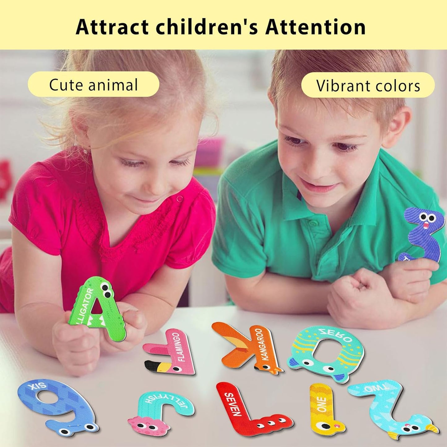 Cocurb 52 Pack Magnetic Letters Numbers Fridge Magnets for Toddlers 1 to 3 Learning Toys Animal ABC Cardboard for Refrigerator Colourful Alphabet Baby Educational Toys