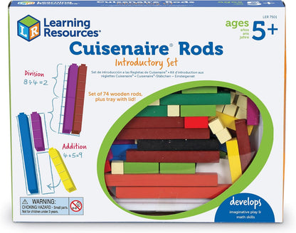 Cuisenaire Rods Kit for Fractions, Wood, Grades 4-6 (12 Trays, 1 Set of Overhead Rods, and Book)