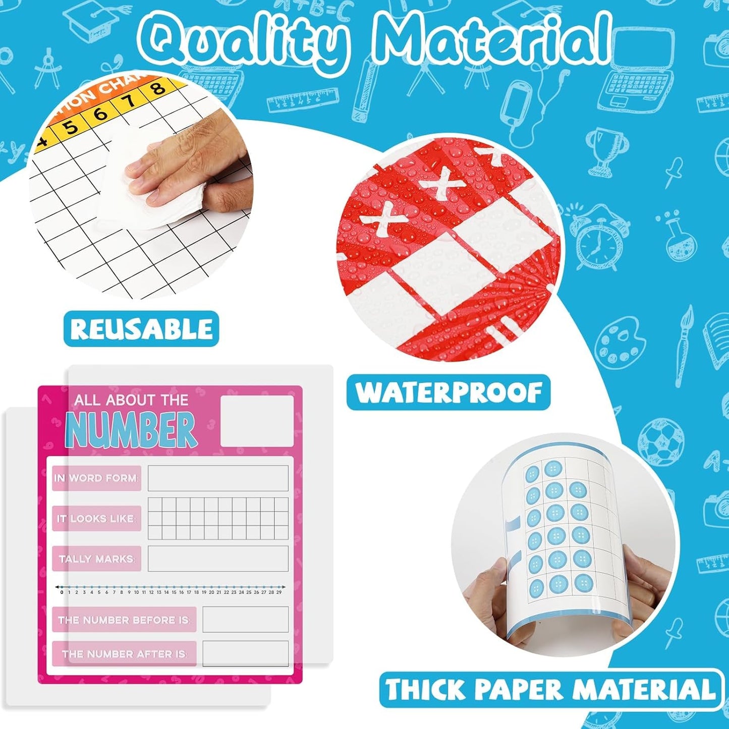 Numbers 0-29 Bulletin Board Set Classroom Decorations Number Line Whiteboards Cards Back to School Wall Decals Numbers 0-29 Math Posters for Learning to Count Elementary School Math Classroom Decor