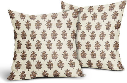 Sage Green Blue Floral Block Print Pillow Covers 18x18 Set of 2 Spring Flower Pattern Decorative Throw Pillowcases Outdoor Rustic Farmhouse Square Cushion Cases Decor for Home Couch Sofa Bed