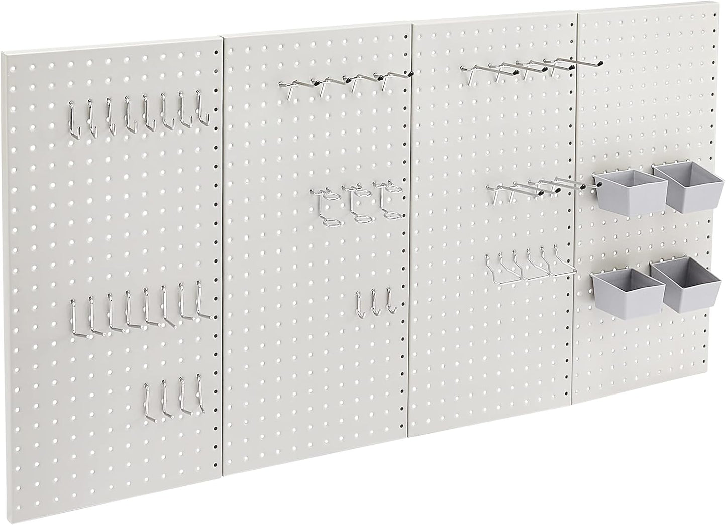 Amazon Basics Rectangular Metal Pegboard Wall Organizer, Tool Storage Organization System, Rust and Scratch Resistant, 48-Piece Kit, Gray