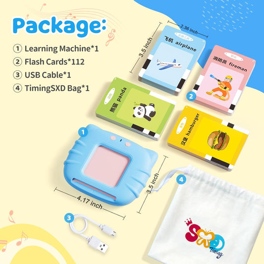 TimingSXD 161 Cards Spanish Flash Cards for Kids,Bilingual Flash Cards for Toddler/Beginning - ABC,Numbers,Colors,Shapes Español/English Talking Flash Cards for Preschool,Kindergarten,Ages 1-8