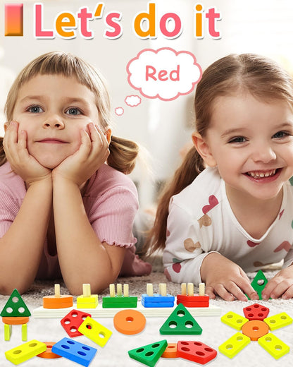 Maaacute Montessori Toys for 1 2 3 Year Old Boys Girls, Toddler Toys Age 2-4, 10 Pack Wooden Animal Blocks Sorting & Stacking Education Toddler Puzzles Toy,1 2 3 Year Old Girl Boy Birthday Gifts