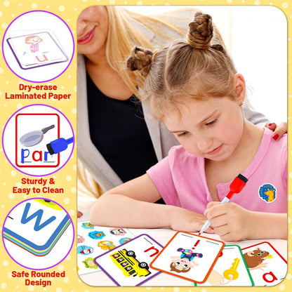 zheyistep CVC Word Games Spelling Flash Cards for Kindergarten, CVC Sight Word Cards Toddler Preschool Learning Activities, Montessori Educational Toys for Kid Age 3 4 5 6