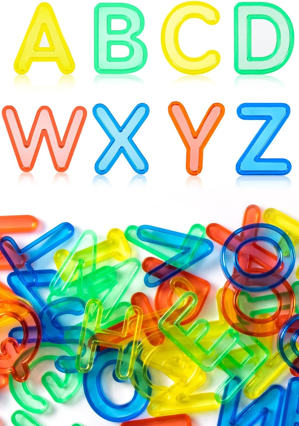 78 Pcs Translucent Lowercase Letters - Plastic Alphabet Letters - Light Table Play and Early Learning Manipulatives