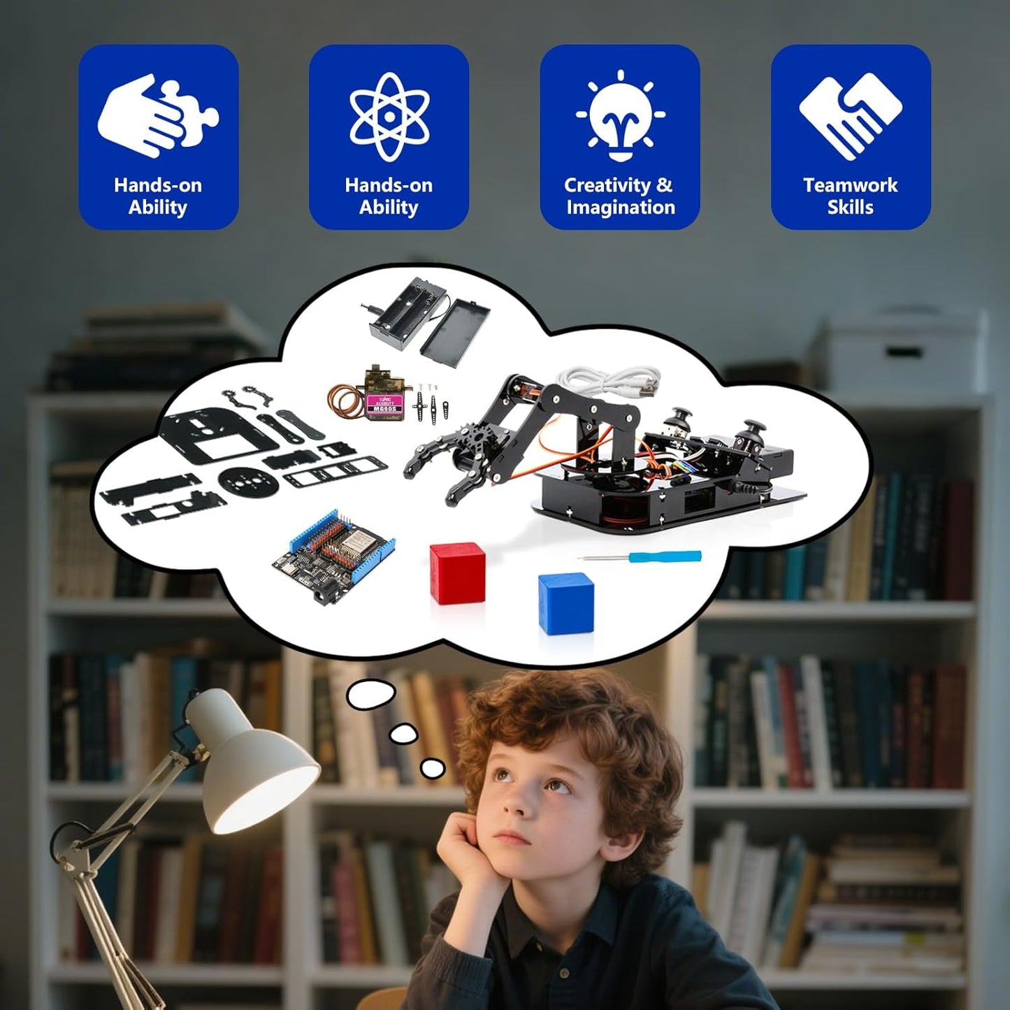 Biped Robot Kit STEM Toys Science Kit for Kids, Bionic Bipedal Robotics Programmable Coding Crafts Set for Arduino ESP32, Birthday Gift for Age 8-12 Boys Girls Teens