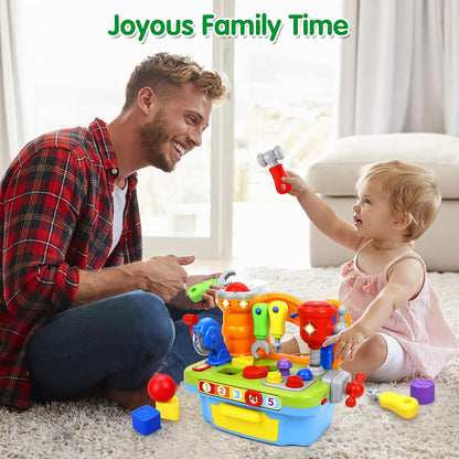 ORWINE Toys for 1 Year Old Boy, Musical Toddler Tool Bench, Montessori Educational Toys with Sound Lights Effect, Shape Sorter, One Year Old Boy Birthday Gift, Engineer Pretend Play Workbench