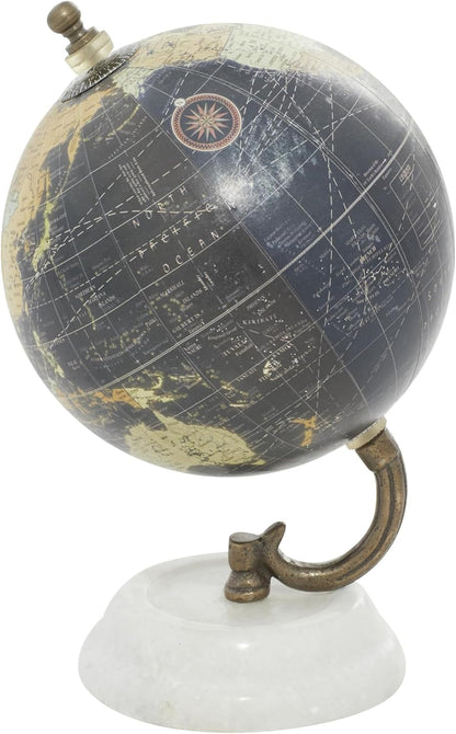 Deco 79 Marble Globe with Marble Base, 5' x 5' x 8', Teal