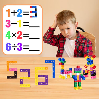 Jenaai 100 Pcs Linking Cubes Plastic Math Cubes Manipulative Counting Blocks STEM Snap Blocks Connecting and Counting for Early Math and Construction, Homeschool Preschool Supplies(Stylish)