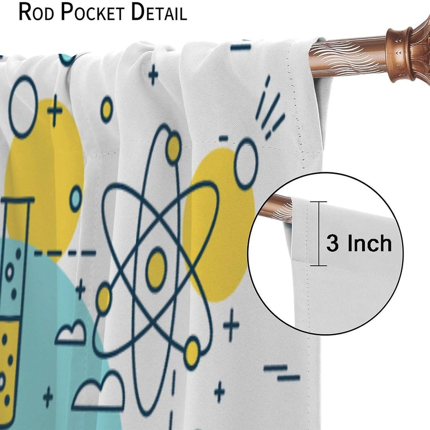 Science Physics Window Curtains, Abstract Math Chemistry Curtain Scientist Graffiti Print Window Treatments for Kids Teens Bedroom Living Room Kitchen Set 2 Panels,42x63 Inches