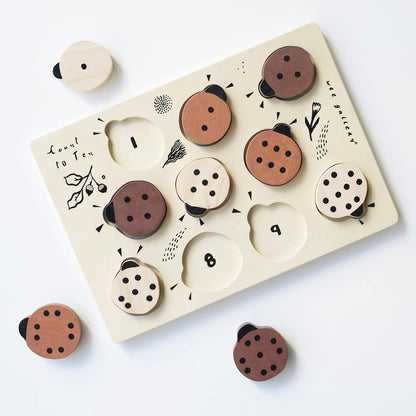 Wee Gallery Wooden Puzzles for Toddlers 1-3 – Count to Ten Ladybugs Toddler Puzzle, Puzzles for 1 Year Old & Up, Wooden Toddler Puzzle for Fine Motor Skills & Early Number Learning