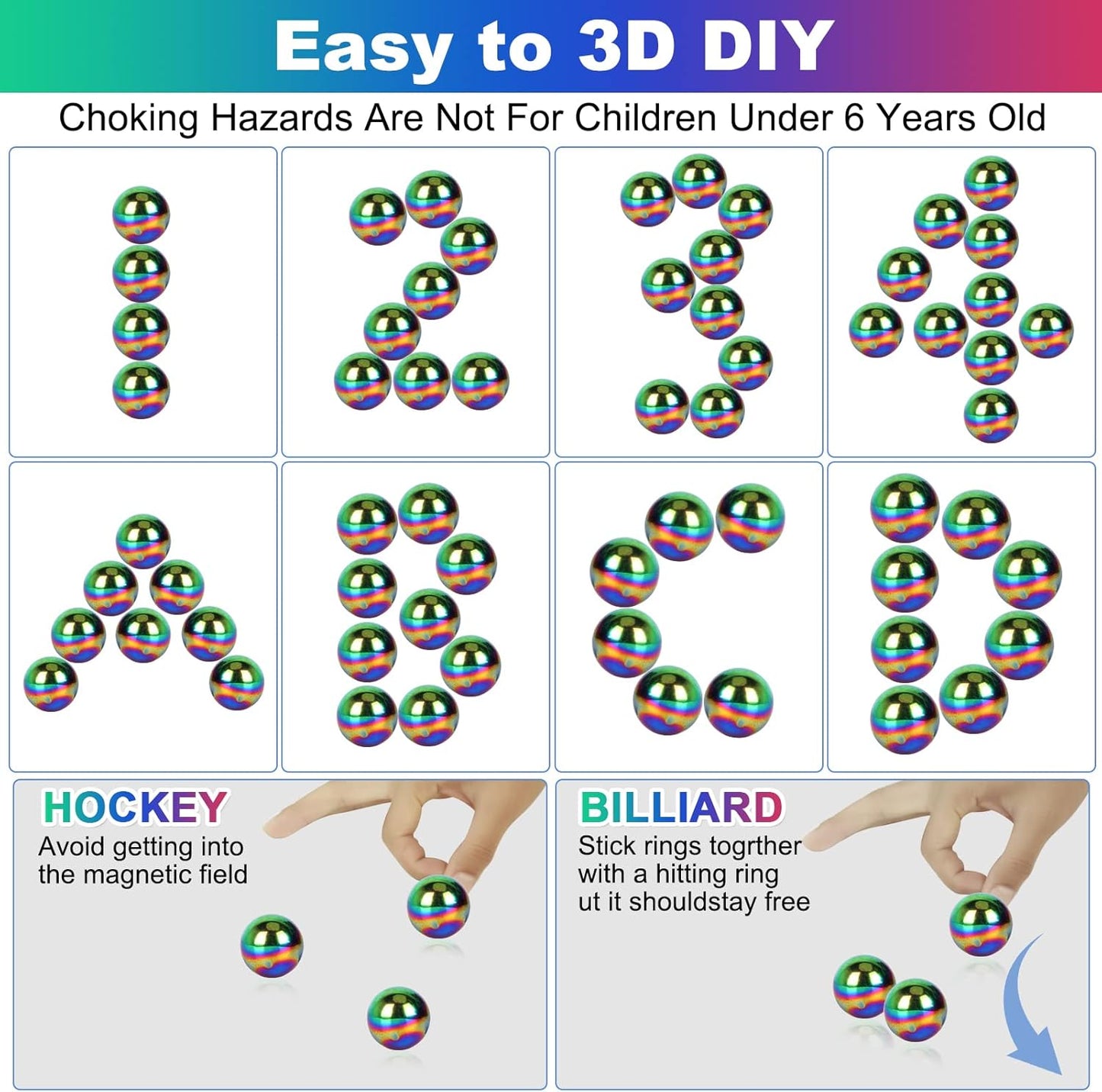 28Pcs Rainbow Stones Fidget Toy, 20mm DIY Mutual Attraction Desk Balls for Kids Adults, Educational Science Kit for Anxiety Relief, Building Crafts for Teens Party Favors Gift
