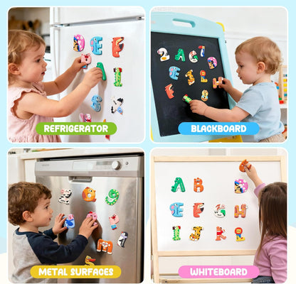 JoyCat Magnetic Letters and Numbers Fridge Magnets, Soft PVC Learning Refrigerator Toy Set for Kids & Toddlers, 26 Animal Alphabet Letters and 0-9 Numbers, Birthday Gifts for Baby Boys and Girls