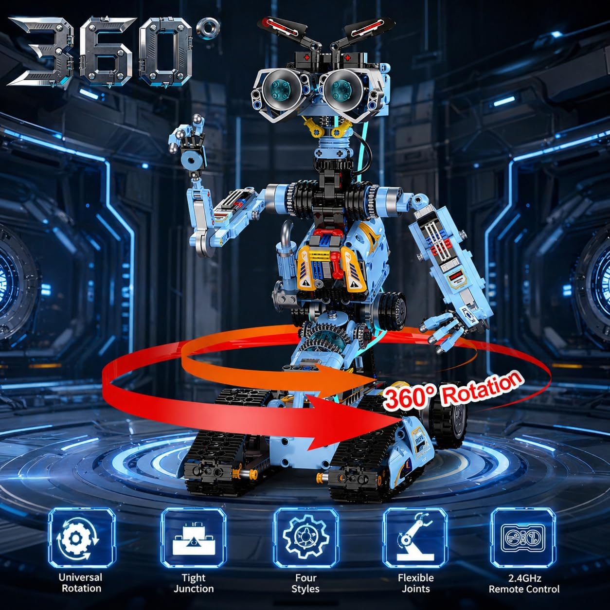zinat 4-in-1 STEM Robot Building Kit with Remote Control, Multiple Robot Designs, Educational DIY Blocks Toy, Birthday for Kids 6-14 & Adults - 824Pcs
