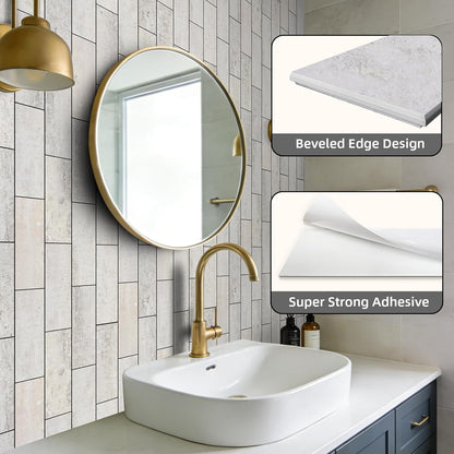 Tilingview 30 PCS Peel and Stick Backsplash Tile for Kitchen/Bathroom/Living Room, 3"x 9" Self-Adhesive Subway Tile for Backsplash, Matte Textures Tiles/Handmade Tiles (Sand Color)