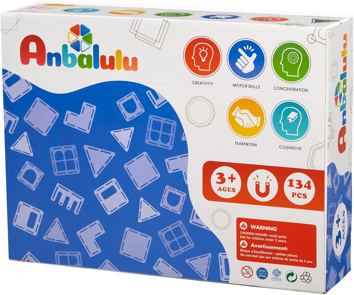 Anbalulu Magnetic Building Tiles,Magnet Building Set,Magnetic Blocks, 3D STEM Stacking Toys, Magnets Toy for Kids Boys Girls