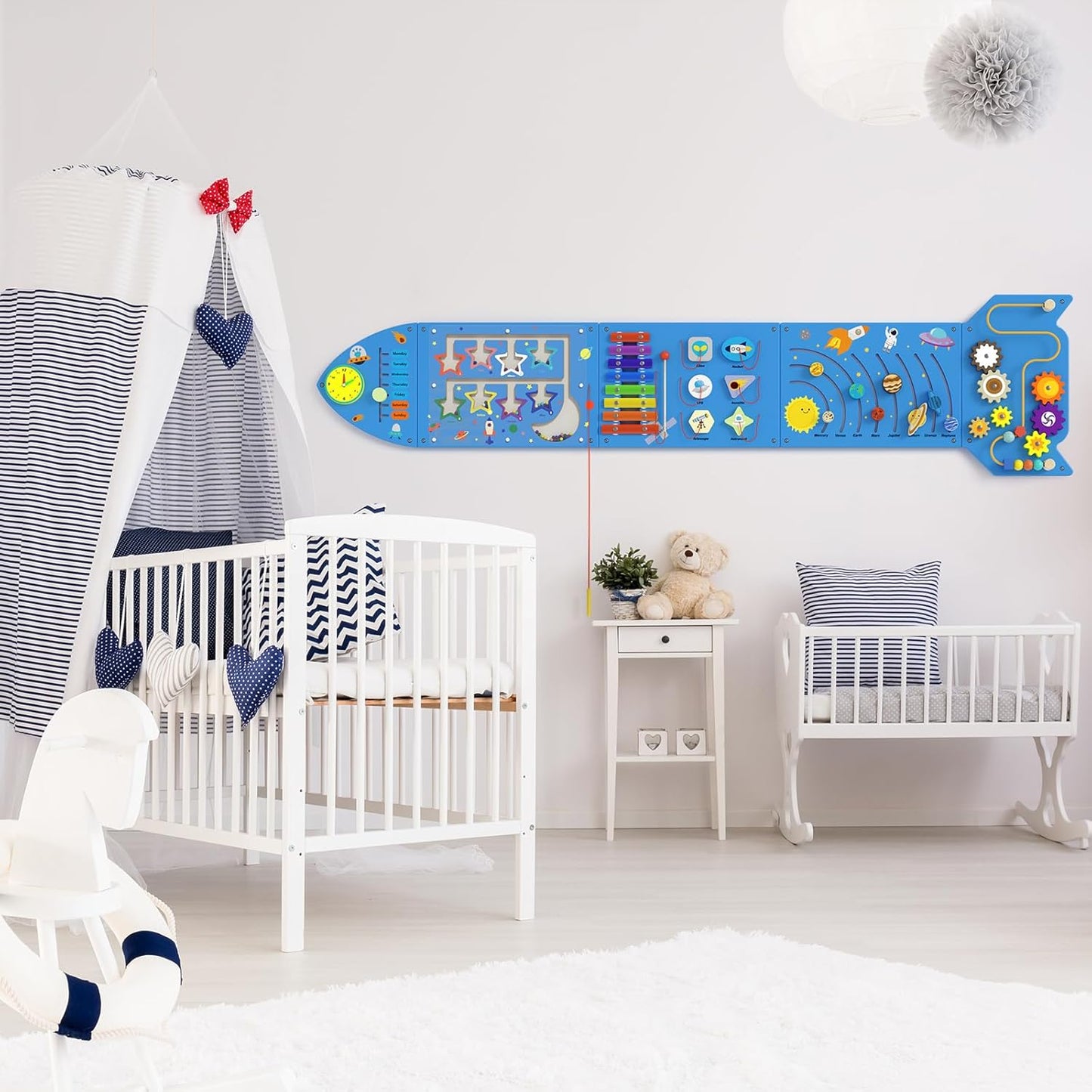 Unicorn Sensory Wall Panel for Kids - Activity Wall Busy Board Panels, Montessori Toddler Wall Activity Board, Wall Toys for Toddlers 3, Activity Cube, Perfect for Toddler Playroom, Pink