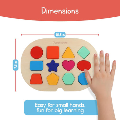 Shape Puzzle for Kids, Sensory Bin Insert for Sensory Tables, Silicone Geometric Shapes, Wooden Fine Motor Learning Toy by 7 Days of Play