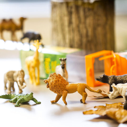 Safari Ltd. Wild TOOB - 12 Mini Figurines: Giraffe, Bear, Tiger, Camel, Lion, Crocodile, Gorilla, Hippo, Rhino, Zebra, Panther, Elephant - Educational Toy Figures For Boys, Girls & Kids Ages 3+