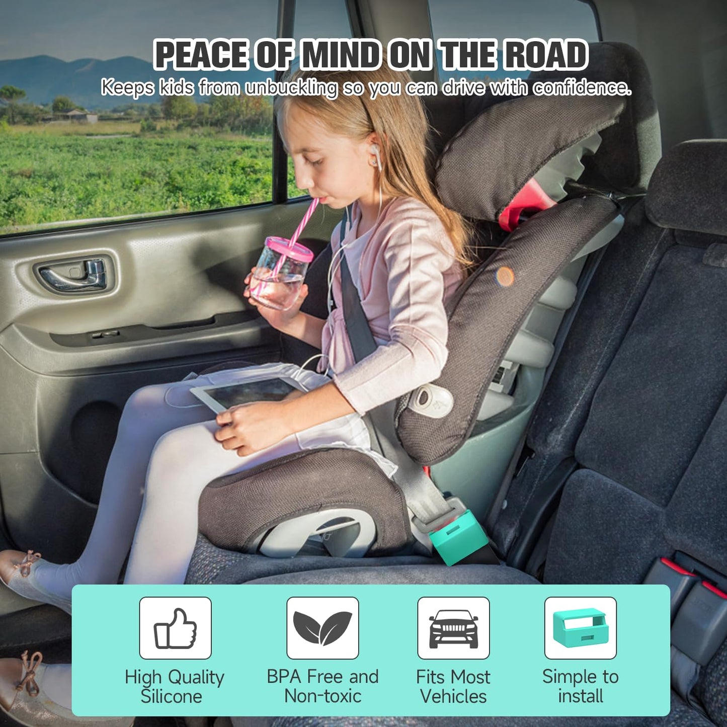 Morlike Silicone Seatbelt Secure Buckle Safety Cover Lock | Keep Children Safe in Car Seat and Prevent Kids from Accidentally Unbuckling | Buckle Guard Fits Almost Vehicles (red,2PACK)