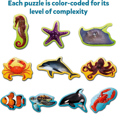 Skillmatics Step by Step Puzzles - 40 Piece Jigsaw & Toddler Puzzle, Montessori Educational Toy for Boys & Girls, Farm Animals, Travel Friendly, Gifts for Kids Ages 3, 4, 5 and Up