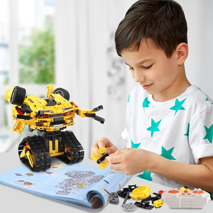Sciencow 2-in-1 Build a Robot Kit, Remote & APP Controlled Robotic Building Blocks Toys STEM Projects for Kids Ages 8 9 10 11 12 13 14,Chirstmas Birthday Gift for Boys (RC Mars Rover)