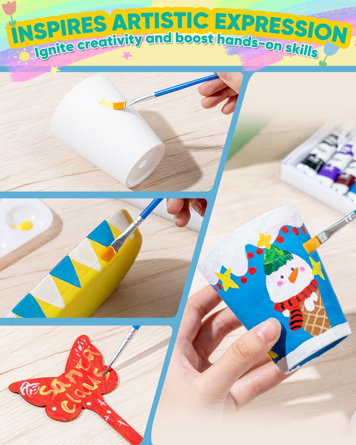 RGBDOT Kids Gardening Kit with Paintable Ceramic Flower Pots - DIY Arts and Crafts Gifts for Girls Ages 6-10 - Fun Indoor Activity Toys & Christmas Birthday Gift for Kids Home Decor