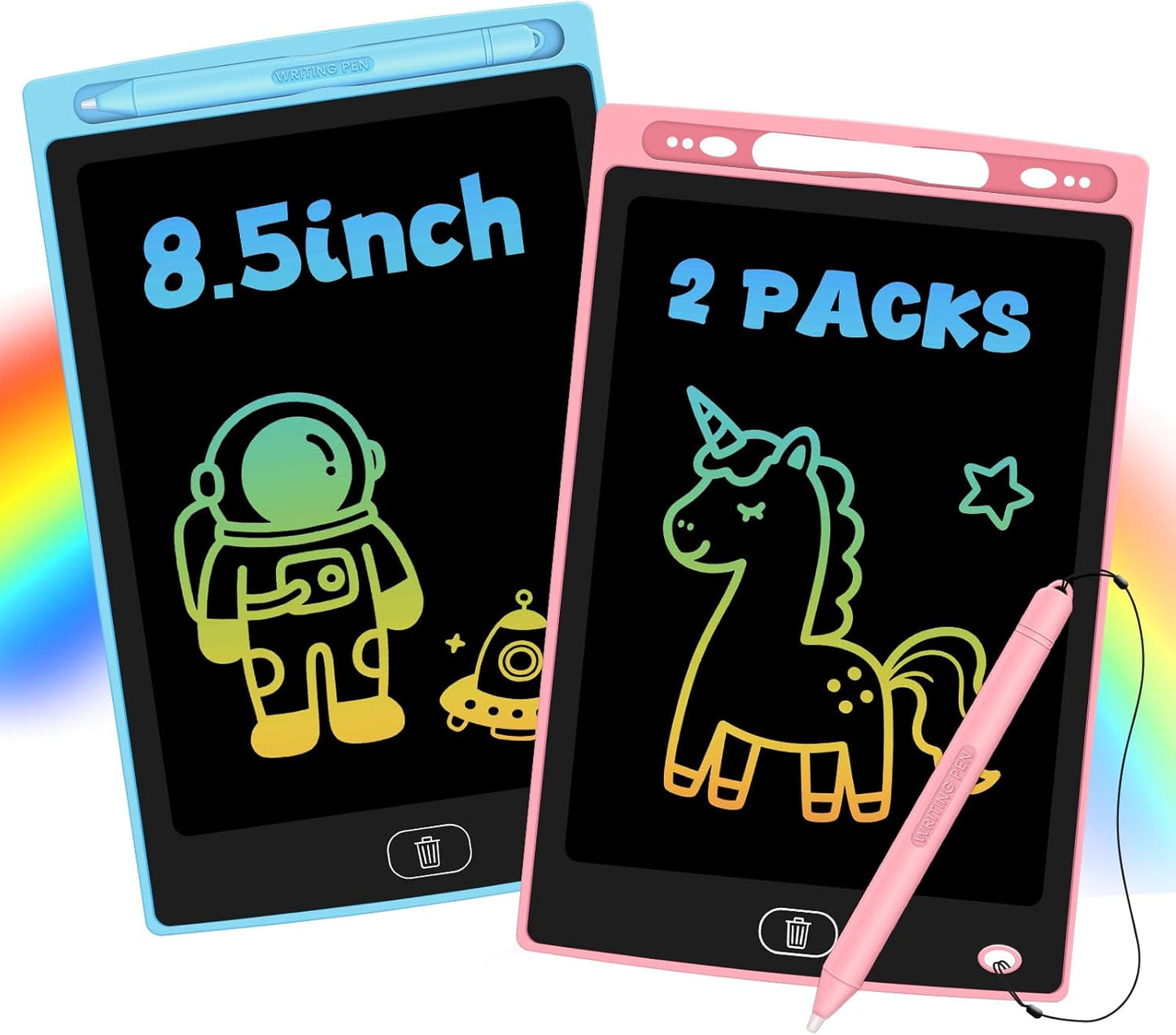 4 Pack LCD Writing Tablet for Kids, Erasable and Reusable Toddler Doodle Board in 8.5 inch, Ideal Educational Drawing Pad for Learning Toy for Ages 3-8 Gifts for Girls Boys