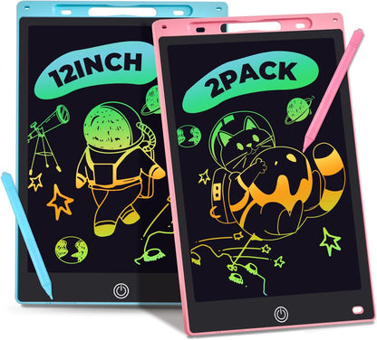 LCD Writing Tablet, 2 Packs Drawing Pads for Kids 3 4 5 6 Years Old 8.5 Inch Colorful Lines Doodle Scribble Boards Educational Toys for Boys Girls Road Trip EssentialsTravel Game Toys,Pink+Blue