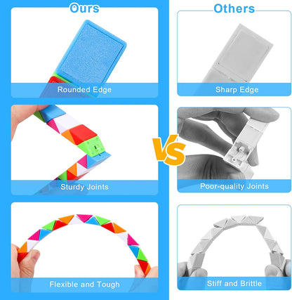 24 Pack Magic Snake Cube Fidget Toys for Kids - 24 Blocks Rainbow Twist Puzzle, Party Favors, Classroom Prizes, Birthday Goodie Bag Fillers, Stress Relief Sensory Toys