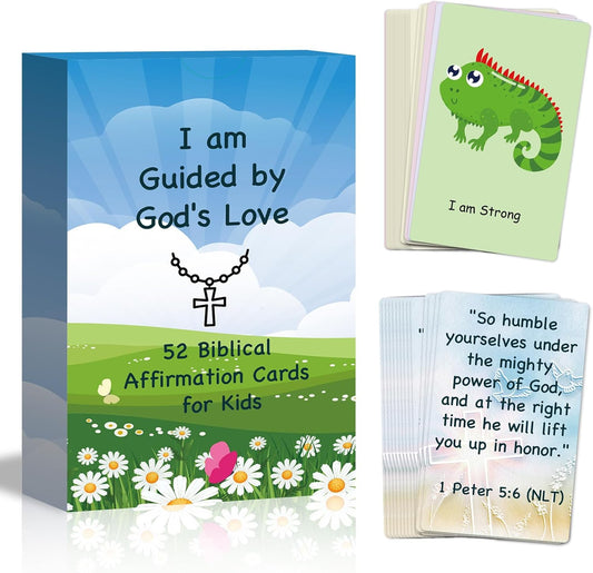 Christian Biblical Affirmation Cards for Kids, 52 Bible Verse & Prayer Cards, Ideal Scripture Memory Gifts for Boys and Girls, Perfect for Teens Bible Study & Encouragement