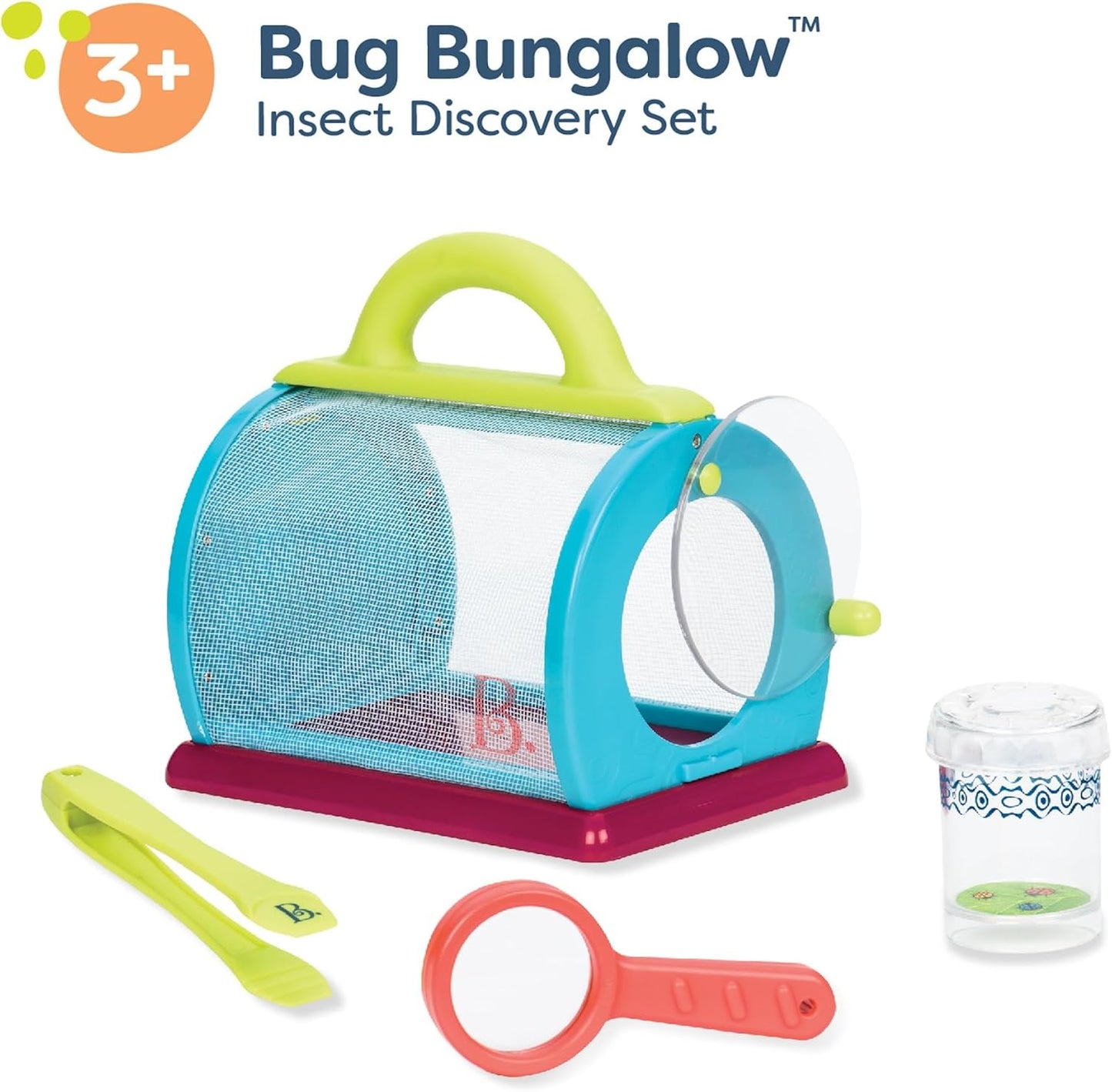 B. toys – Bug Bungalow Insect Catching Kit with Mesh Case, Magnifying Container, Tweezers & Magnifier – Educational Outdoor Toys for Toddlers – Nature Exploration Set for 3+ Years