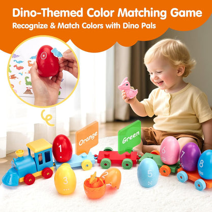 Toddler Learning Toys for 2 3 Year Old-Counting Matching & Sorting Activity Montessori Train Set with Farm Animals Finger Puppets Keys to Lock and Unlock Barn Birthday Gift for Boys Girls 2-5
