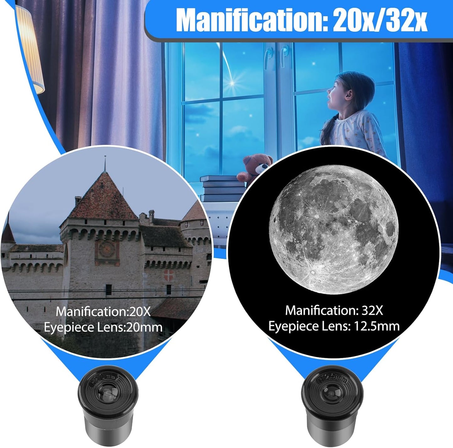 Telescope for Kids & Beginners 40mm Aperture 400mm AZ Mount Astronomical Refracting Telescope with Finder Scope Compass and Tripod
