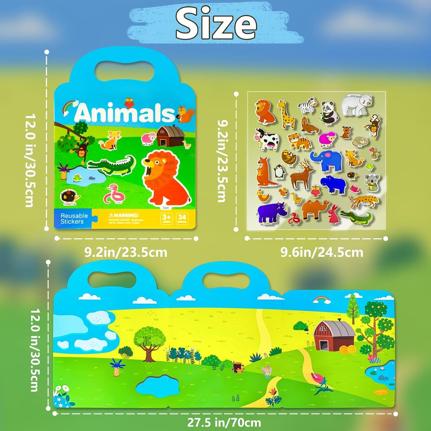 Reusable Sticker Books for Toddlers 1-3, Puffy Stickers Book for Kids Ages 2-4, Toddler Travel Activities Book Toy for Birthday Christmas - Christianity Jesus, Noah's Ark, Fairy Tales(3 Set)