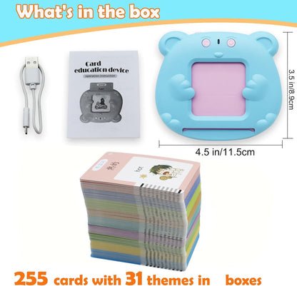 Spanish & English 510 Words Alphabet Bilingual Talking Flash Cards for 3-8 Years Toddlers, Pocket Speech Buddy Therapy Autism Toys, Educational Learning Interactive Toy for Boys Girls Kids Gifts Blue