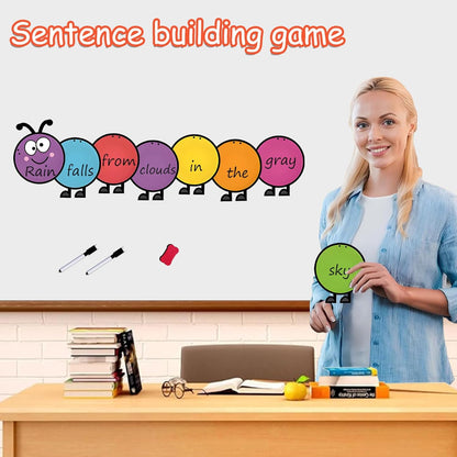 Caterpillar Shaped Card Sight Words Flash Cards Kindergarten Alphabet Learning Blank Card Spelling Games Preschool Learning Activities (8 Pcs Cards)